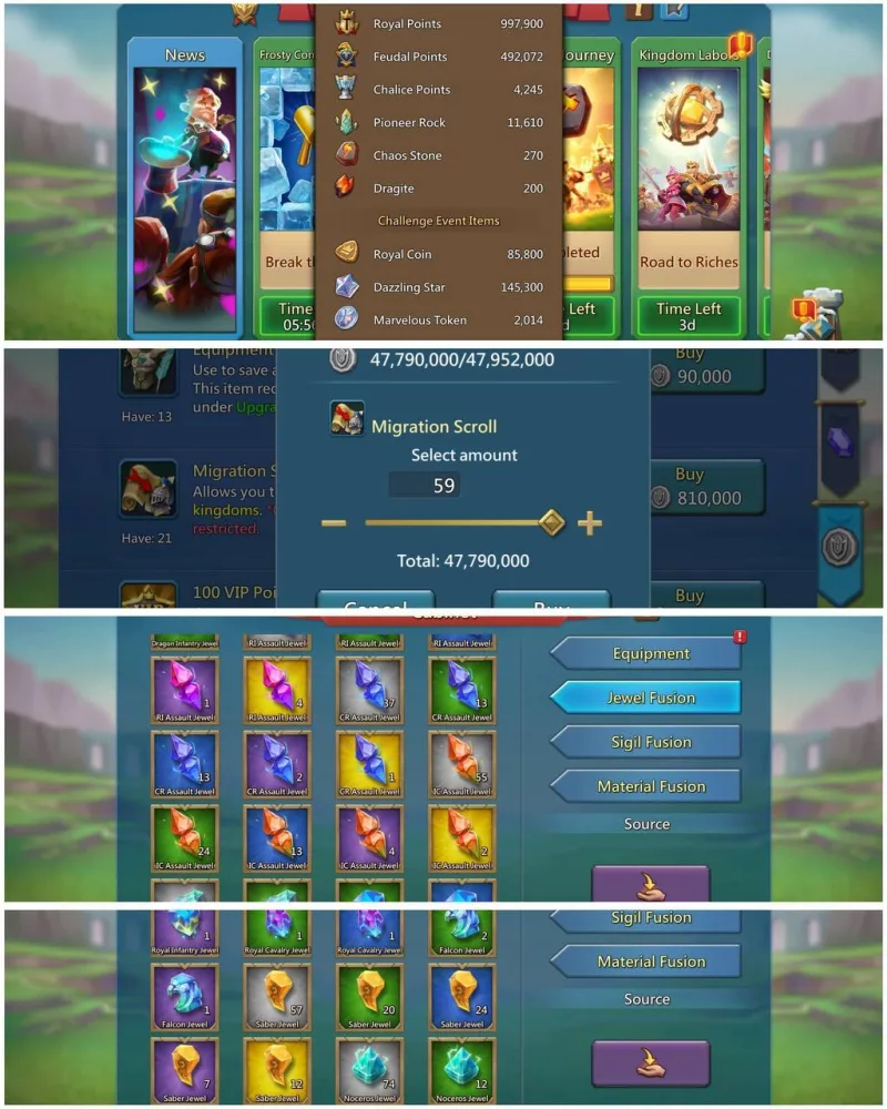 733-704-716% Base stats / 3x11k Heroes Gold