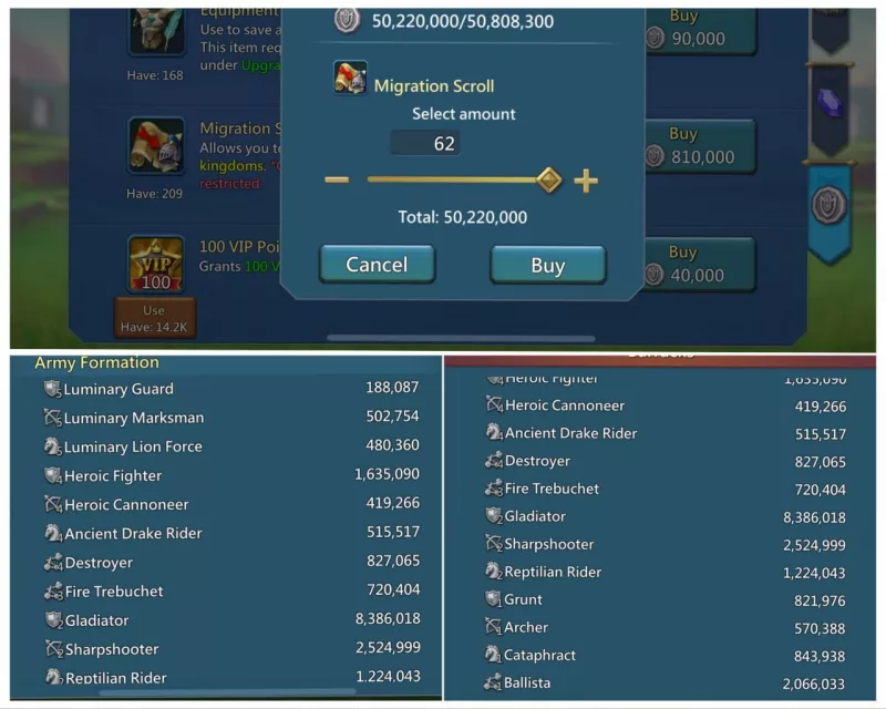 8 mythic champs / 4+2 Cups