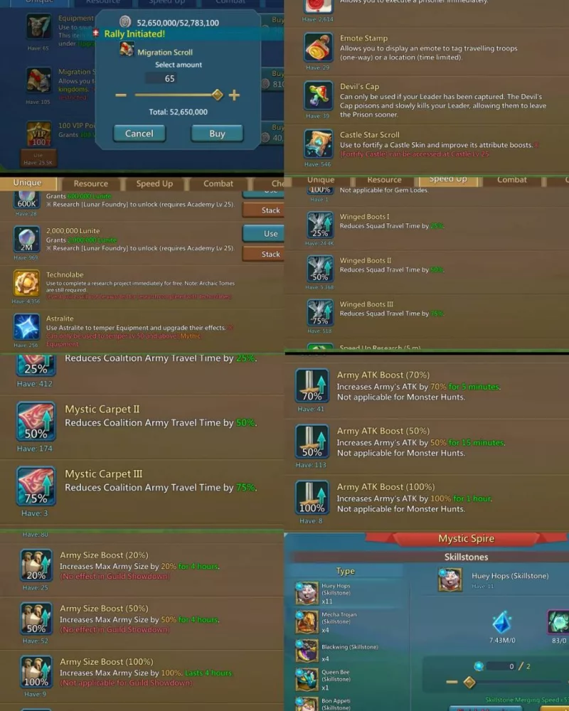 Low Quest / Base stats : 733%, 722%, 730%