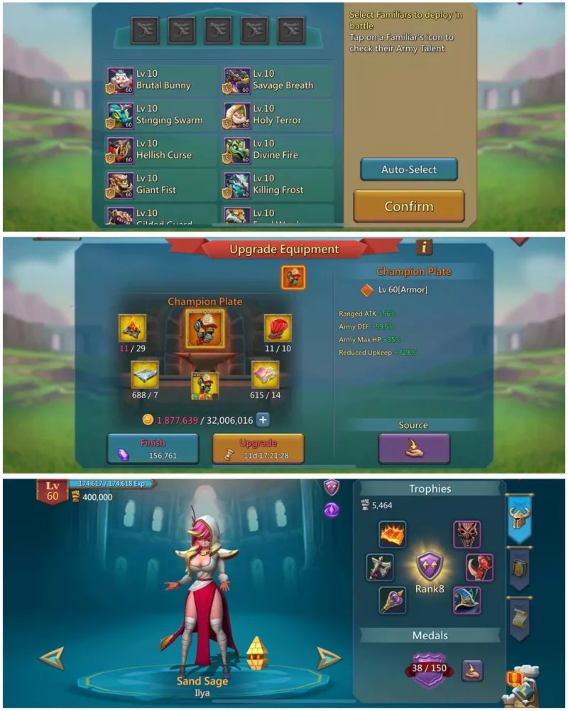 7+1 Champs / 1245–1141–1178% stats